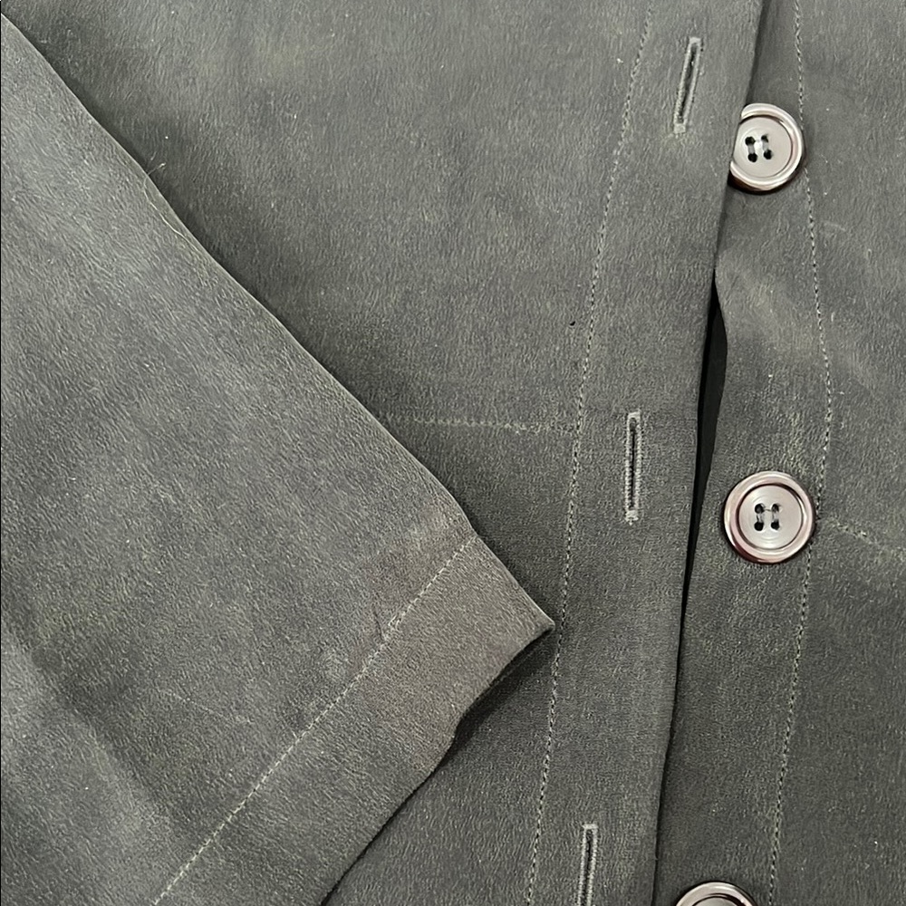 Finity Black Button-Up Silk Shirt - Picture 3 of 4